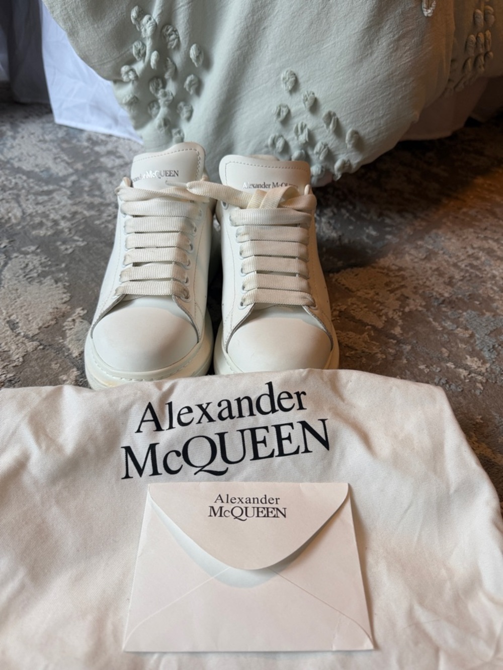 Alexander McQueen White Leather Platform Sneakers